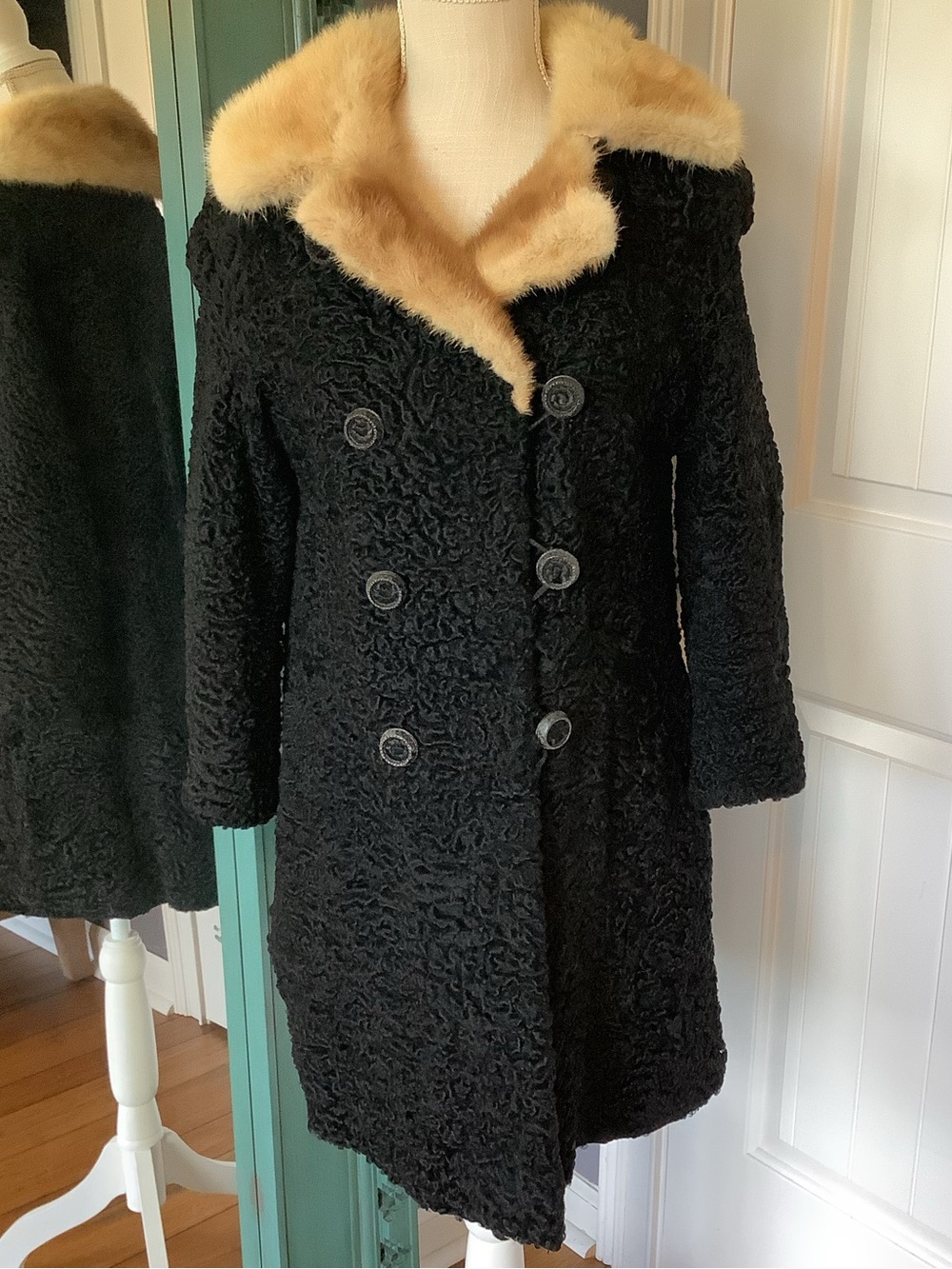 Leafgren Vintage Persian Lamb Coat with Mink Collar